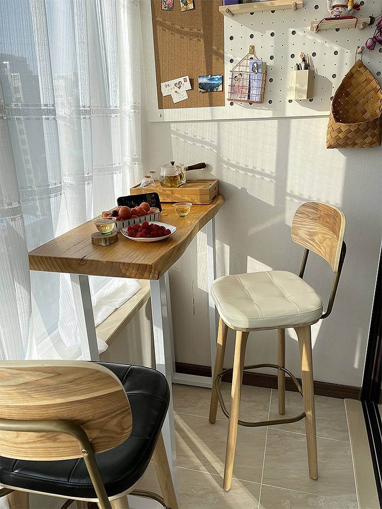 เก้าอี้บาร์ MY DOLLS HOUSE COCO 75 ซม. สีไม้อ่อน เบาะสีขาว